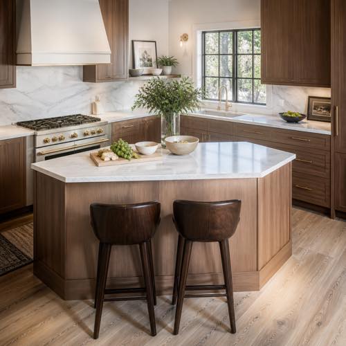 Small kitchen island idea - Custom-Built Architectural Corner Island