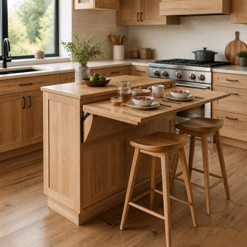 Small kitchen island idea - Space-Saving Drop-Leaf Foldable Island