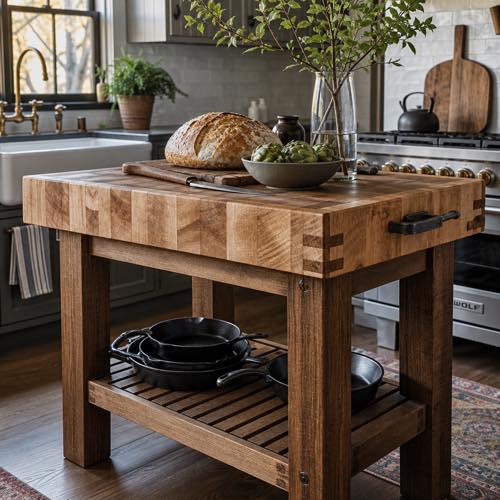 Small kitchen island idea - Heavy-Duty Butcher Block Prep Island