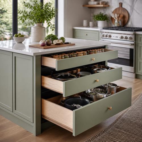 Small kitchen island idea - Multi-Functional Deep Drawer Island